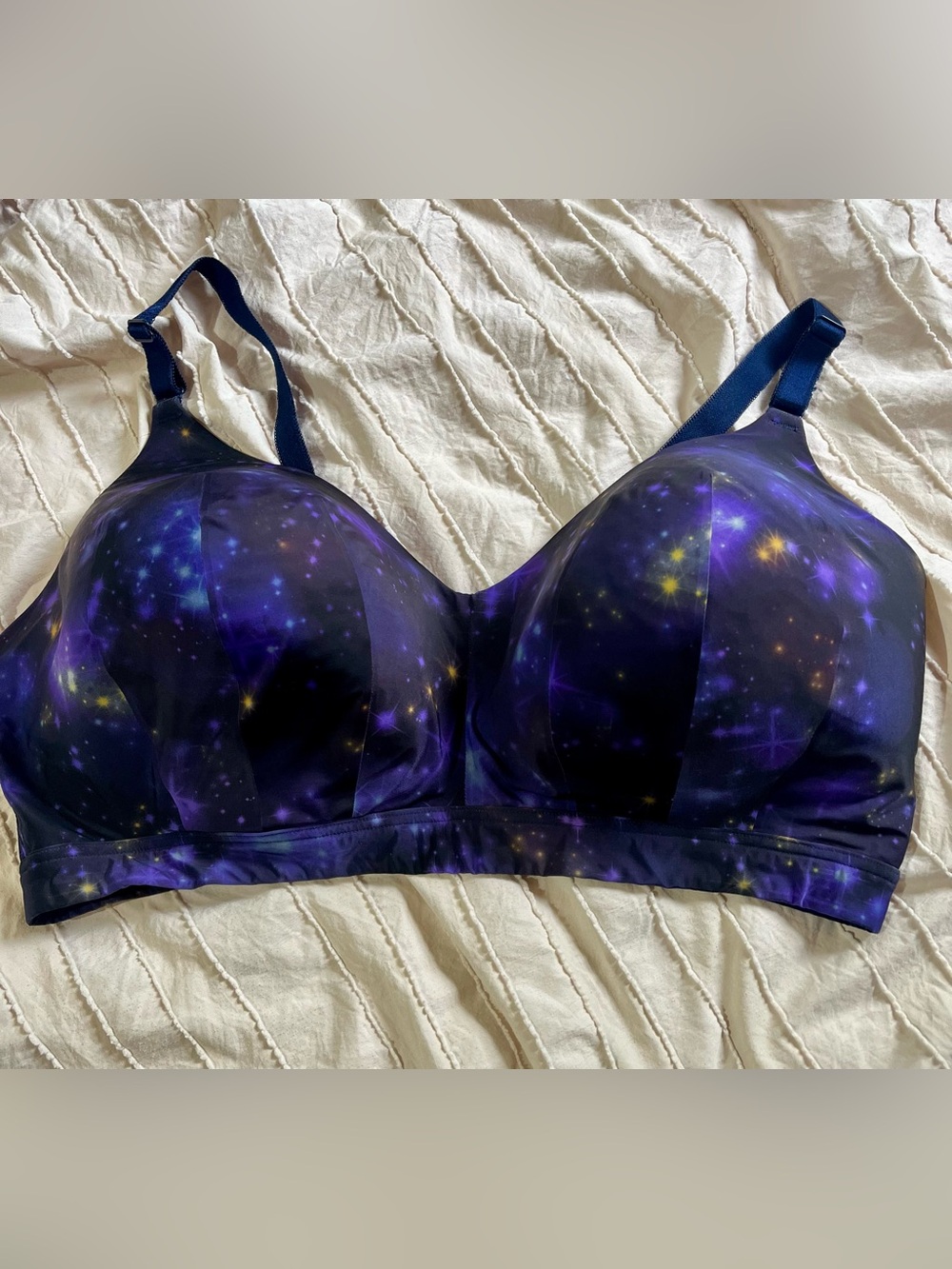Galaxy Print Wireless Comfort Bra - Midnight Purple